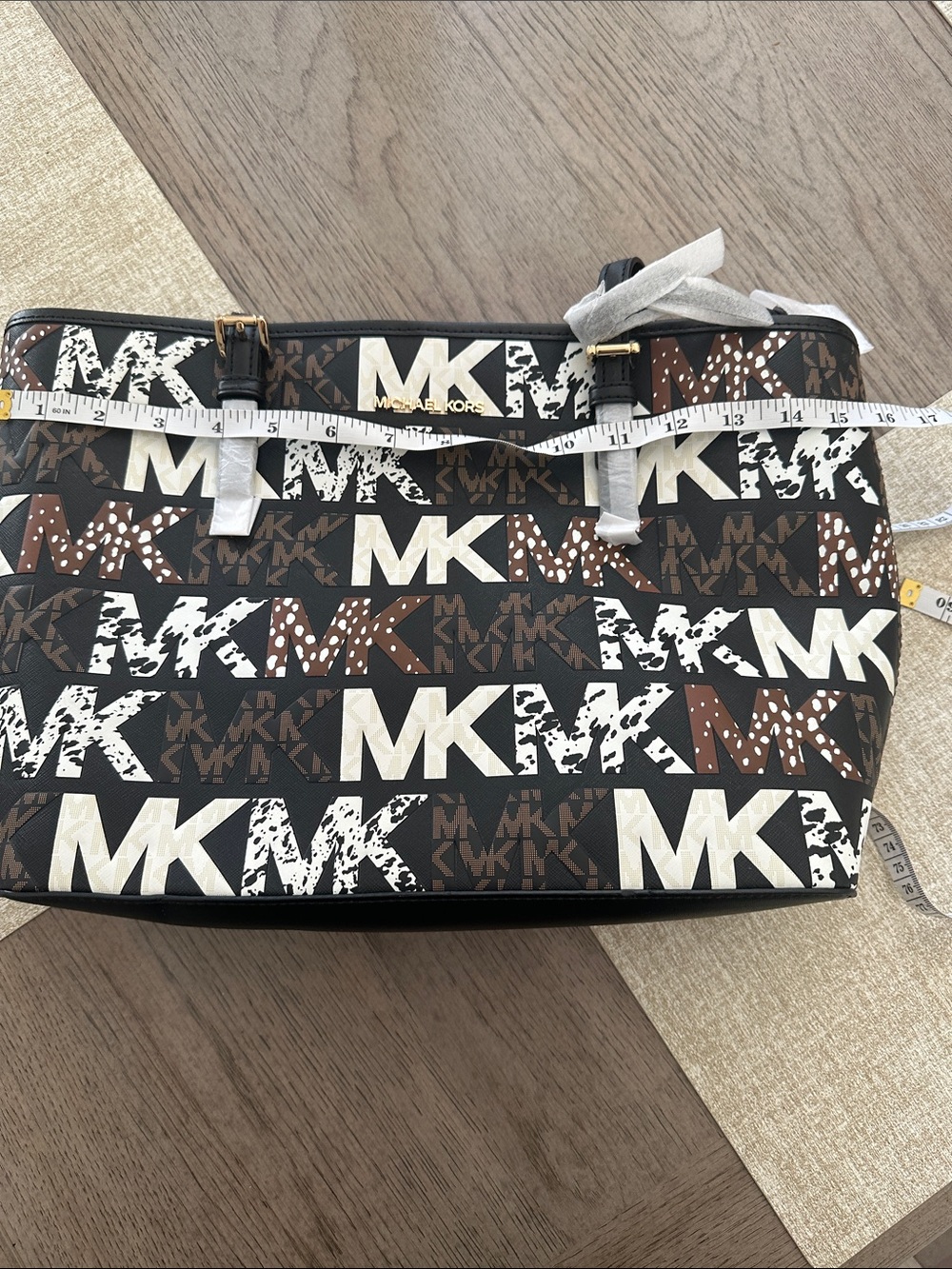 Michael Kors Black, Brown & White Logo Print Tote - Picture 8 of 10